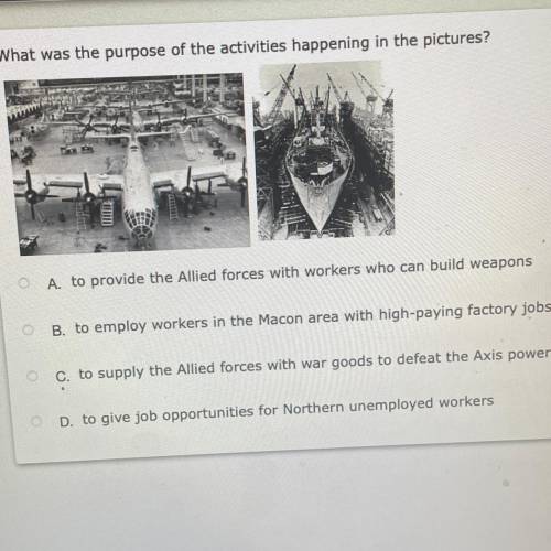 What was the purpose of the activities happening in the pictures?

A. to provide the Allied forces