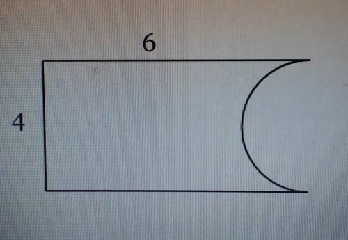 find the area of the figure below composed of a rectangle with a semicircle removed from it. Round