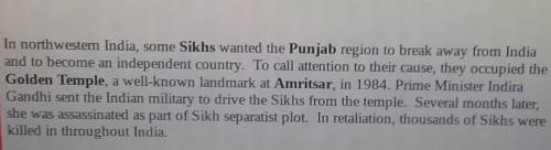 Which of the following best defines the reason for the occupation of the Golden temple in punjab A)