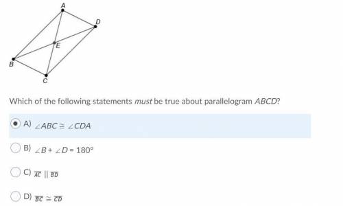 Which of the following statements must be true about parallelogram ABCD?