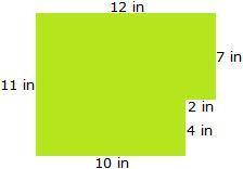 What is the area of the object above?

A. 
120 sq in
B. 
132 sq in
C. 
124 sq in
D. 
46 sq in