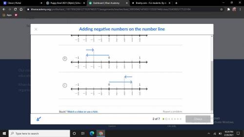 Which number line model represents the expression 3/4 + (-1/4) ?