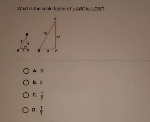 What is the scale factor of AABC to ADEF?​