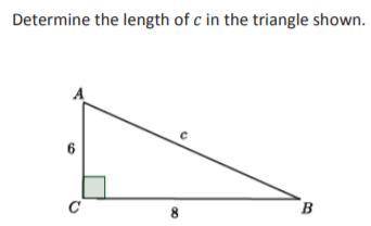 Determine the length of c in triangle shown please help