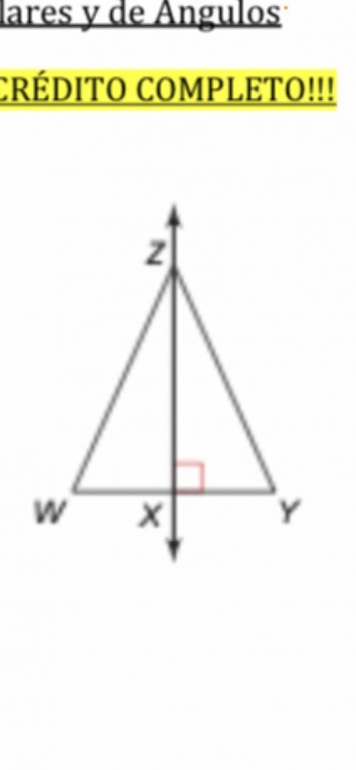 Use the diagram and the information given to find the indicated measure:

1. ZX is the perpendicul
