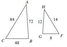 HELP ASAP FOR 25 POINTS

What is the ratio of the sides of the smaller triangle to the bigger tria