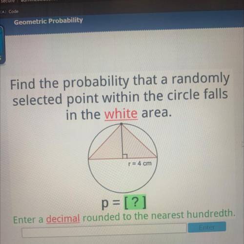 Find the probability that a randomly selected point within the circle falls in the white shaded are