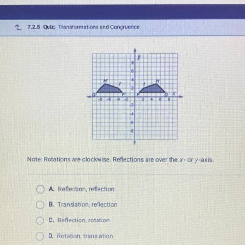 HELP PLS ASAP!!!

these figures are congruent. What series of transformations moves quadrilateral