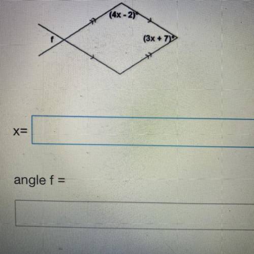 Can anyone help me solve this problem? 
X= 
Angle F=
