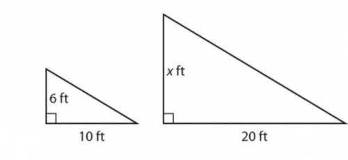This figure shows two similar triangles. Which is the value of x.
A) 2
B) 4
C) 6