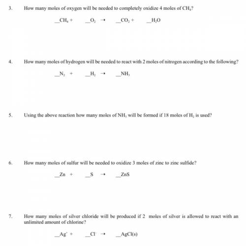 I need help with my chemistry hw (questions 3-7)