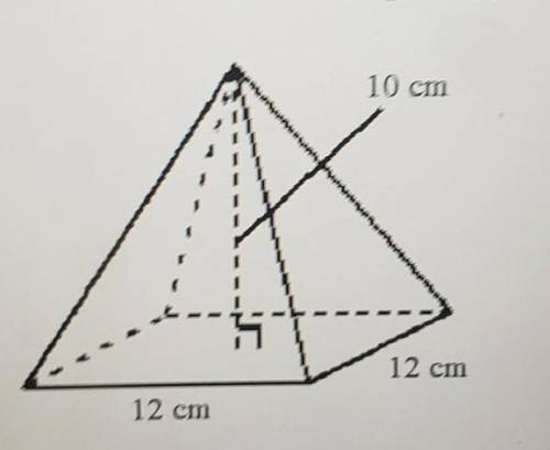 Find the volume of the square pyramid shown. ​