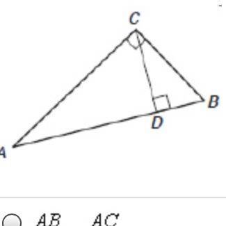 Use the diagram to choose the proportion that is false

a) ab/ac = ac/ad
b) bd/bc = cd/ab
c) bd/cd