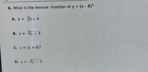 Ag 2 Unit 7 CSA 6. What is the inverse function of ​