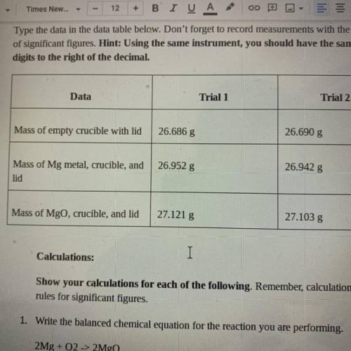 Magnesium is the limiting reactant in this experiment. Calculate the theoretical yield of MgO for e