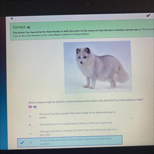 USATestPrep

Which sentence might be found in a science textbook that explains why the Arctic Fox