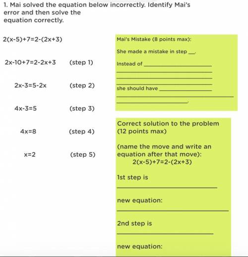 Write the correct solution and explain each step when you find her error.