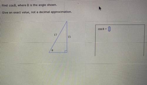 Geometry help? Find cos 0, where 0 is the angle shown.