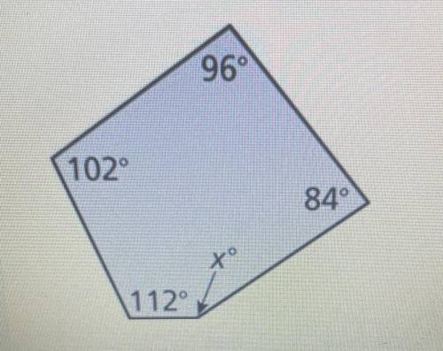 What is the total interior measure of the polygon?

And what’s the value of x? 
Could rlly use hel