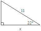 Find the value of x. Round to the nearest tenth. The diagram is not drawn to scale.

Right triangl