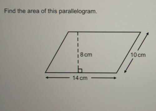 Find the area of this parallelogram8cm10cm14cm​