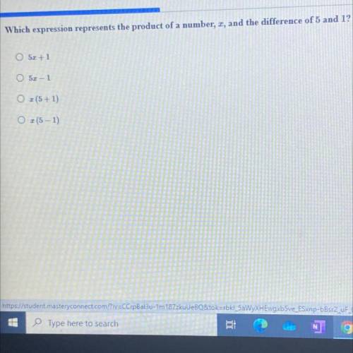 Which expression represents the product of a number, z, and rhe diffrence of 5 and 1