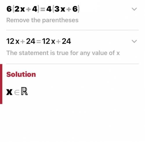 6(2x+4)=4(3x+6) solve for x and show work plzz