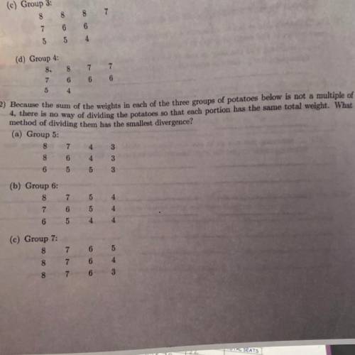 Because the sum of the weights in each of the three groups of potatoes below is not a multiple of