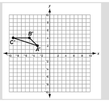 Triangle ABC is shown on the coordinate plane below.

Which of these represents the rotation of tr