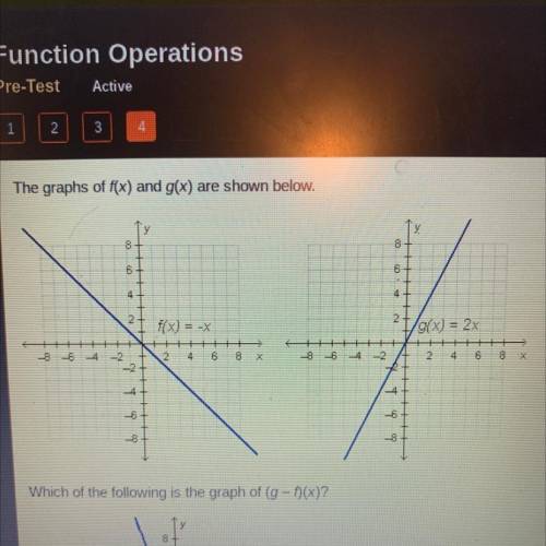 The graphs of f(x) and g(x) are shown below.

8
8
6
4
4
2
2
f(x) = -X
gex) = 2x
-826
-2
2
6
00
--8