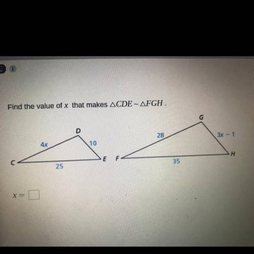 Find the value or x that makes CDE FGH very confused