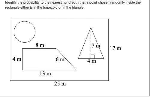 Identify the probability to the nearest hundredth that a point chosen randomly inside the rectangle