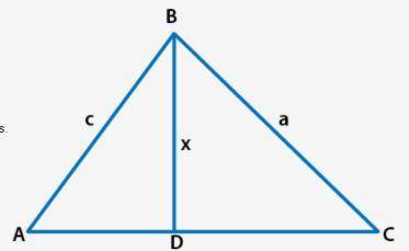 Complete the proof of the Law of Sines/Cosines. Triangle ABC with side c between points A and B, si