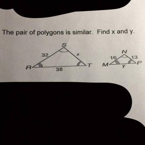 The pair of polygons is similar. Find X and Y.