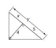 I need to find x and y in this triangle, the unit is 9.3 geometric mean. The answers have to be in