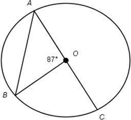 Circle O is shown below. The diagram is not drawn to scale.

Circle O is shown. Points A, B, and C