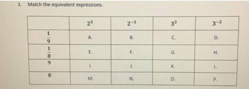 1.
Match the equivalent expressions.