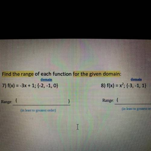 Find the range of each function for the given domain-