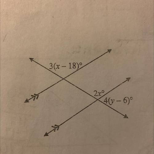 HELP ASAP PLEASE I WILL GIVE BRAINLIEST TO FIRST CORRECT ANSWER!
Find the values of x and y.