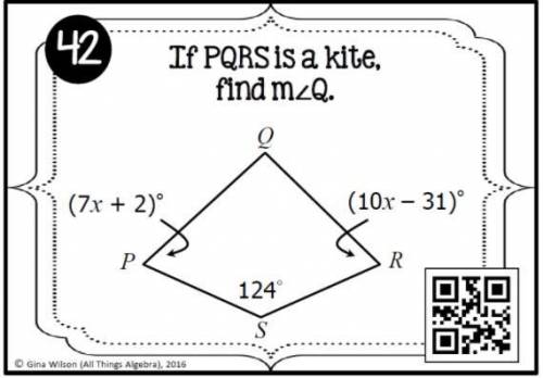 If PQRS is a kite, find m angle Q