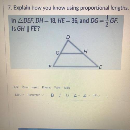 (In picture) “Explain how you know you know using proportional lengths”
