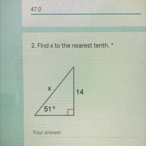 Find x to the nearest tenth