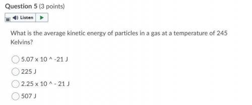 What is the average kinetic energy of particles in a gas at a temperature of 245 Kelvins?