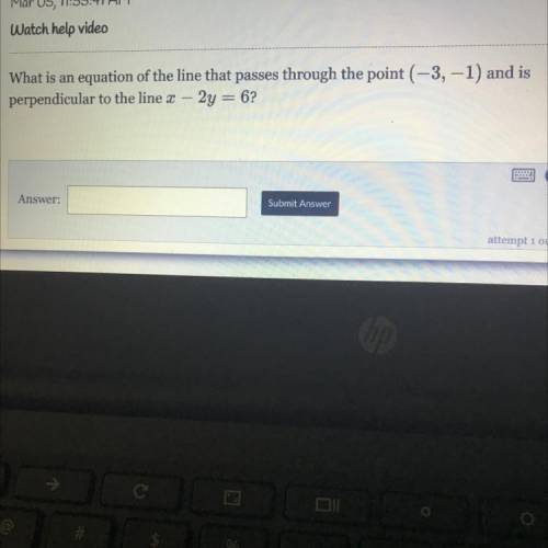What is an equation of the line that passes through the point (-3,-1) and is

perpendicular to the