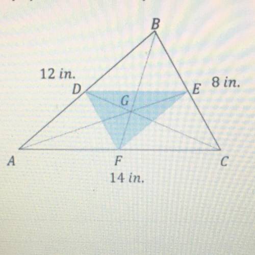 In triangle ABC below, D,E, and F are midpoints. What is the perimeter of DEF?

4in 
6in
7in
34in