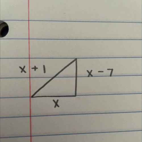 the legs of a right triangle measure (x-7) and x. If the hypotenuse is (x+1), what is the length of