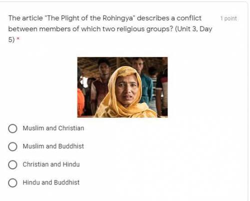 The article The Plight of the Rohingya describes a conflict between members of which two religiou