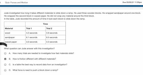 Please help!! I’ll give Brainilsy

What question can Jude answer with this investigation? A. How m