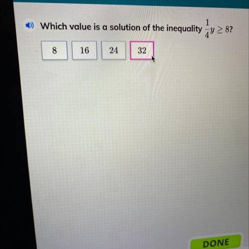 -Ready

Write and Solve inequalities - Quiz-Level
1
1) Which value is a solution of the inequality