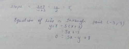 Write the equation of the line that passes through the points (-3,-7) and (-1,3)